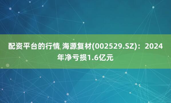 配资平台的行情 海源复材(002529.SZ)：2024年净亏损1.6亿元
